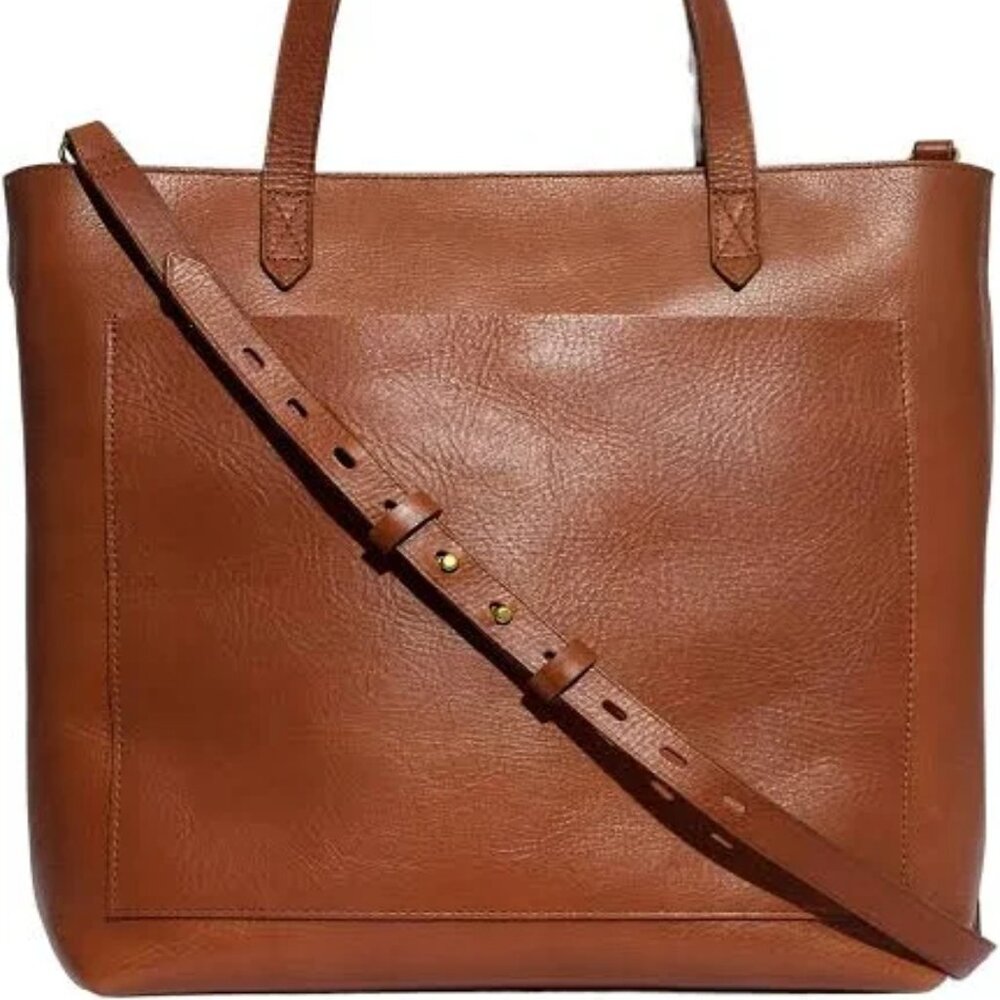 Madewell brown transport tote in real leather